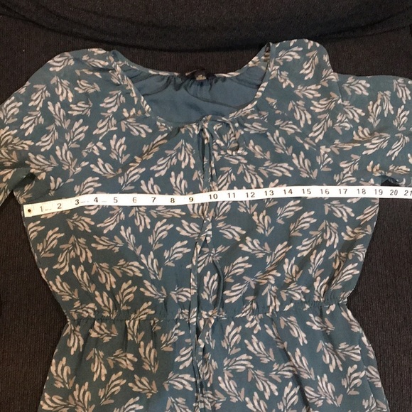 Banana Republic Floral 3/4 Puff Sleeve Midi Dress w/Elastic Waist Tie Neck-10P - Picture 8 of 9